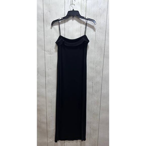 TAHARI Women's Y2K Evening Spaghetti Strap Maxi Dress 8 Square Neck Side Zippers - Picture 4 of 11